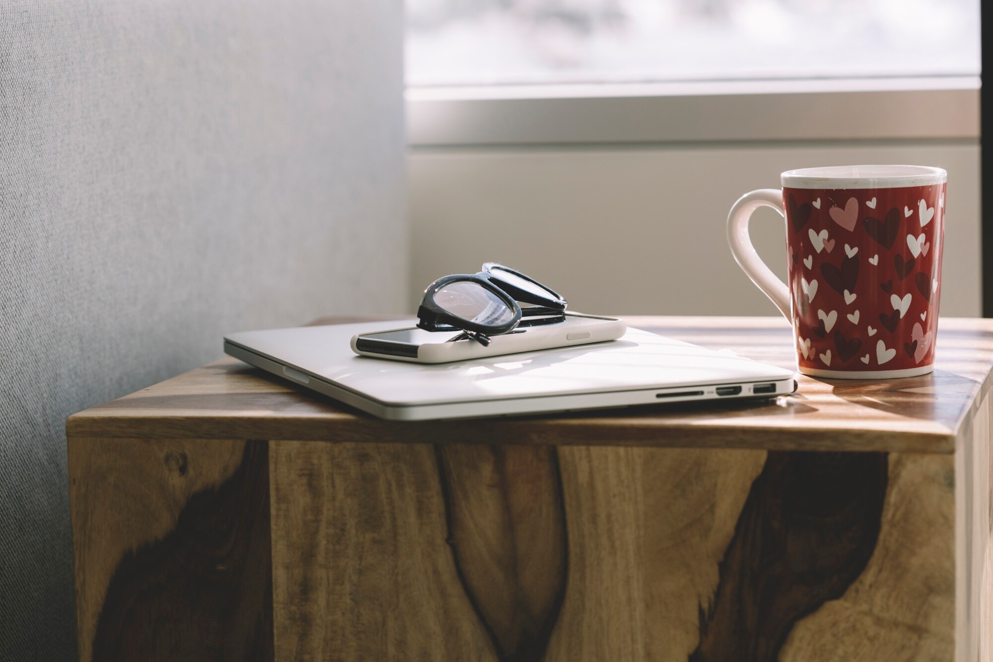 Simple home desk arranged for a comfortable working day
